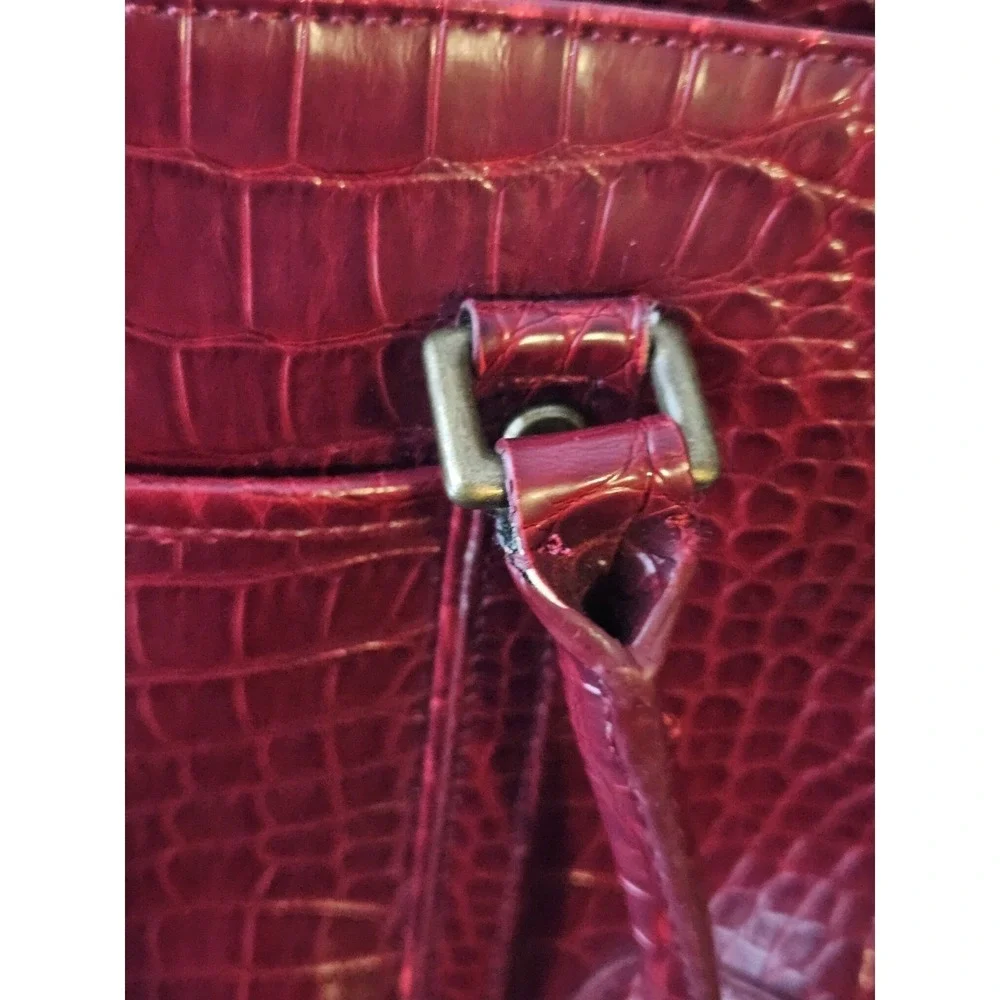 Liz Claiborne‎ Structured Work Tote Red Croc Embossed Shoulder Bag